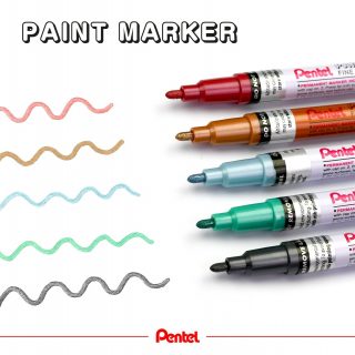 News!⁣
5 new colours of our metallic Paint Marker are available now! ⁣
The pigmented ink is opague and metallic and they come in a metal barrel.⁣
⁣
Product:⁣
Paint Marker MSP10 (fine) in 5 new metallic colours⁣
⁣⁣
#pentel #pentel_eu #pentelarts #pentelpaintmarker #paintmarker #lackmarker #lackstift #news #new #newpens #newcolours #neuefarben #metallic #metallicmarker #dekorartion #decoration  #glas #glasmarker #DIY