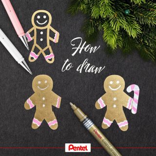 Have a look how to draw a gingerbread man. ⁣
If you use our golden Paint Marker, you will get a shimmering one. Perfect for Christmas cards or Christmas tree decorations.⁣
⁣
Products:⁣
Paint Marker MSP10-X (gold)⁣
Hybrid Milky Gel pen K108-PW (white) and K108-PP (pastel pink)⁣
⁣
#pentel #pentel_eu #pentelarts #howtodraw #tutorial #pentelchristmas #lebkuchenmann #lebkuchenmännchen #zeichentutorial  #pentelpaintmarker #lackmarker #gold  #pentelhybridmilky #weihnachten #weihnachtsdeko #xmas #christmas #christmasdrawing #weihnachtskarte #DIY #candycane