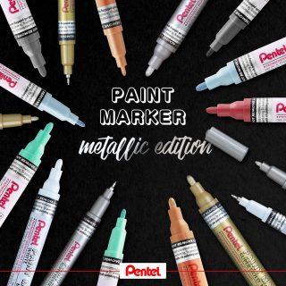 Have a look at our wide range of metallic Paint Markers! Gold, silver, white and different metallic colours in different tips for your DIY project.⁣
On what material do you use Paint Markers?⁣
⁣
Product: ⁣
Paint Marker MFP10 (needle tip) in gold, silver, white⁣
Paint Marker MSP10 (fine) in gold, silver, white and 5 new metallic colours⁣
Paint Marker MMP10 (medium) in gold, silver, white and 5 new metallic colours⁣
⁣⁣
#pentel #pentel_eu #pentelarts #pentelpaintmarker #paintmarker #lackmarker #lackstift #news #new #newpens #newcolours #neuefarben #metallic #metallicmarker #gold #silber #weiß #silver #white #dekorartion #decoration  #glas #glasmarker #DIY
